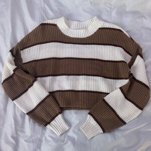 Hollister Brown and White Striped Sweater